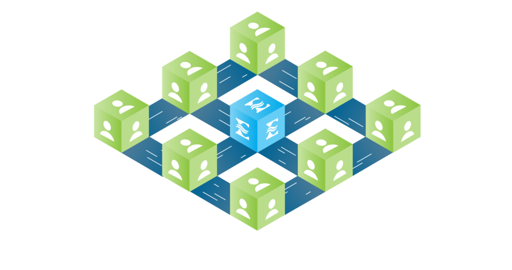 grid of green and blue cubes