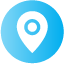 blue circle with white location pin icon